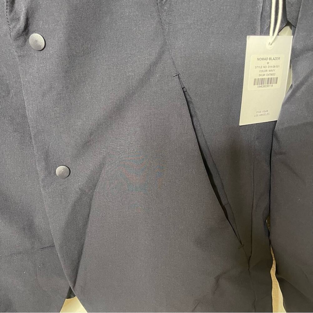 NWT Five Four Nomad Blazer In Navy Blue Casual Nylon Fabric Stretch Snap Front M - Picture 3 of 9